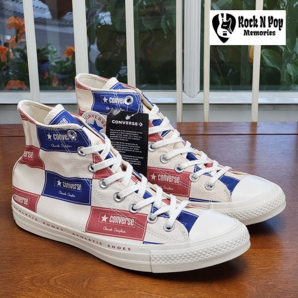 Converse Chuck Taylor All Star Hi Canvas 166500C Egret/Blue/Gym Red Size 7.5 Men